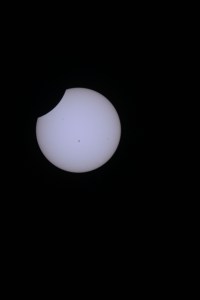 iss071e001438 (April 8, 2024) -- During the 2024 solar eclipse, four NASA astronauts and three Roscosmos cosmonauts had the opportunity to view the celestial event from the unique vantage point of the International Space Station. Pictured here by NASA astronaut Matthew Dominick is the Sun as the orbital complex orbited 257 miles off the west coast of Mexico.