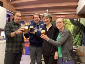 The CHAPEA crew celebrates St. Patrick's Day with glasses of green and black tea inside the habitat. From left is Ross Brockwell, Nathan Jones, Anca Selariu, and Kelly Haston. Credit: NASA