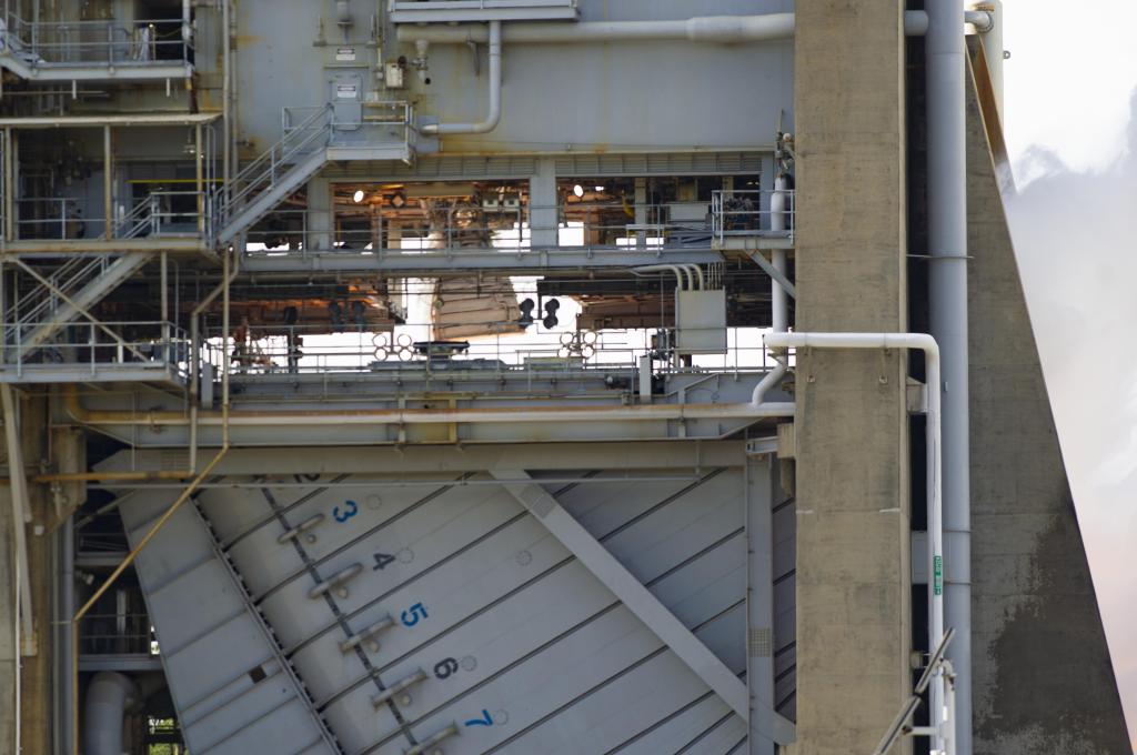 a closer look at the RS-25 engine during a hot fire