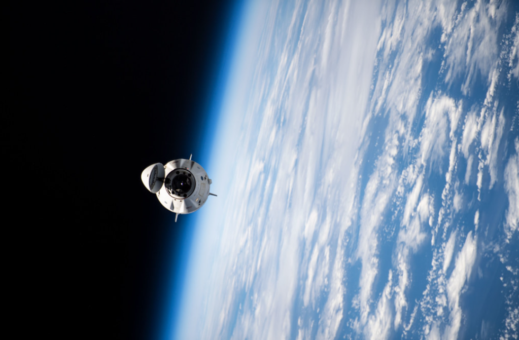 The SpaceX Dragon crew spacecraft pictured from the International Space Station.
