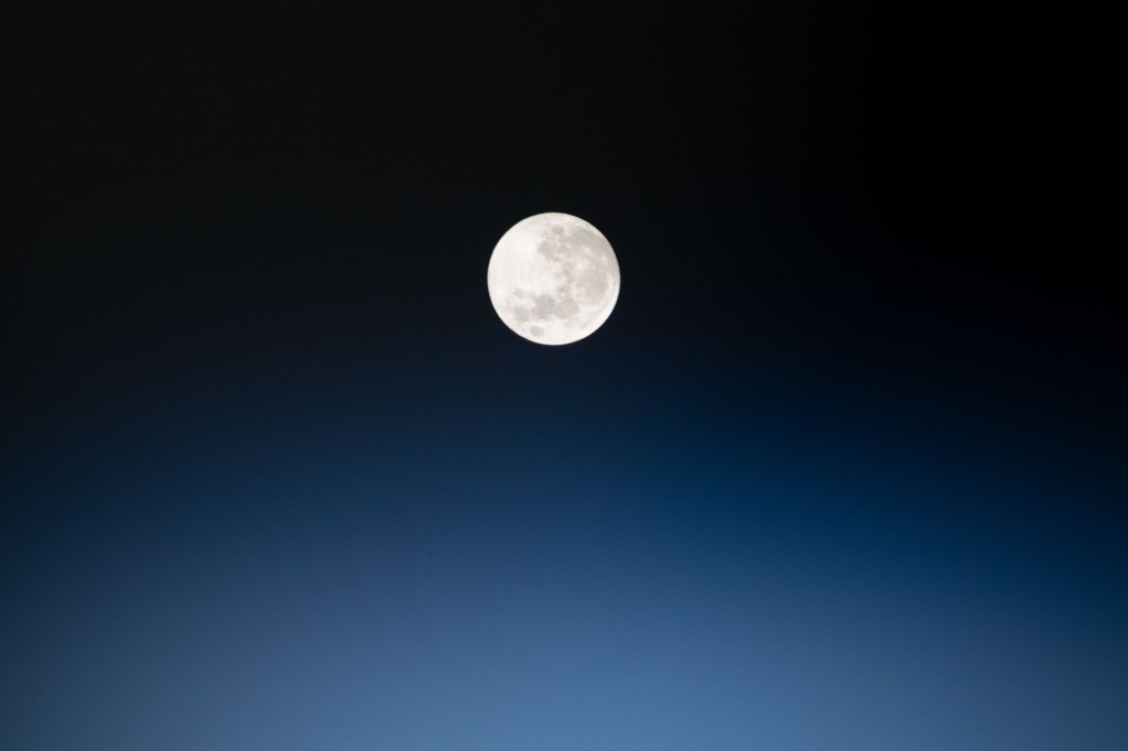 iss060e008815 (July 16, 2019) --- The full moon is pictured as the International Space Station orbited 257 miles above Peru in South America.