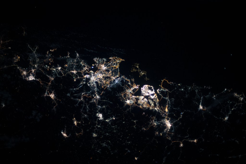 iss060e060238 (Sept. 12, 2019) --- This nighttime view shows the port city of Xiamen on China's southeast coast as the International Space Station orbited 255 miles above the South China Sea.