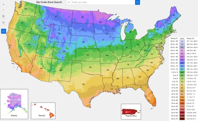 USDA Plant Hardiness Zone map of the US