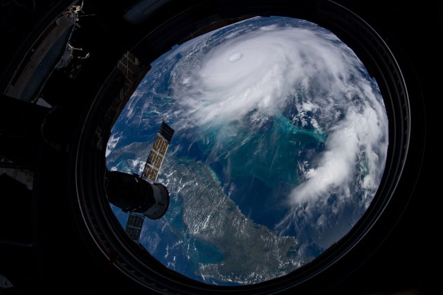 iss060e050390 -- Expedition 60 flight engineer Christina Koch of NASA captured this image of Hurricane Dorian from the International Space Station on Sept. 2, 2019 as the storm churned over the northwestern Bahamas.