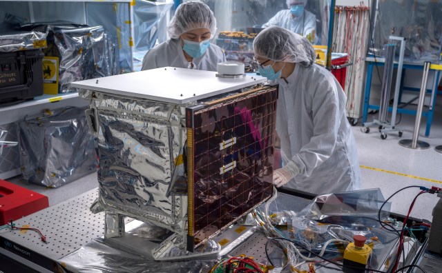 NASA’s Farside Seismic Suite undergoes work in a JPL clean room