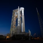 A United Launch Alliance Atlas V rocket with Boeing’s CST-100 Starliner spacecraft aboard is seen on the launch pad illuminated by spotlights at Space Launch Complex 41 ahead of the NASA’s Boeing Crew Flight Test, Sunday, May 5, 2024 at Cape Canaveral Space Force Station in Florida.