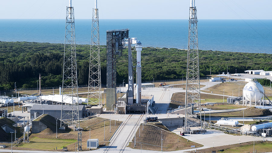 Boeing's Starliner spacecraft sits atop the United Launch Alliance Atlas V rocket at Cape Canaveral Space Force Station in Florida.