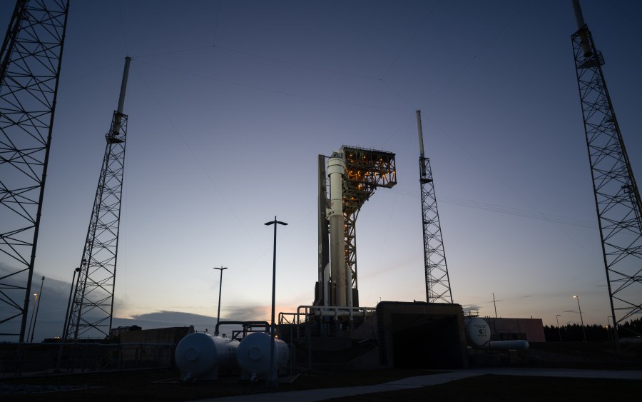 A United Launch Alliance Atlas V rocket with Boeing’s CST-100 Starliner spacecraft aboard is seen on the launch pad at Space Launch Complex 41 ahead of the NASA’s Boeing Crew Flight Test.