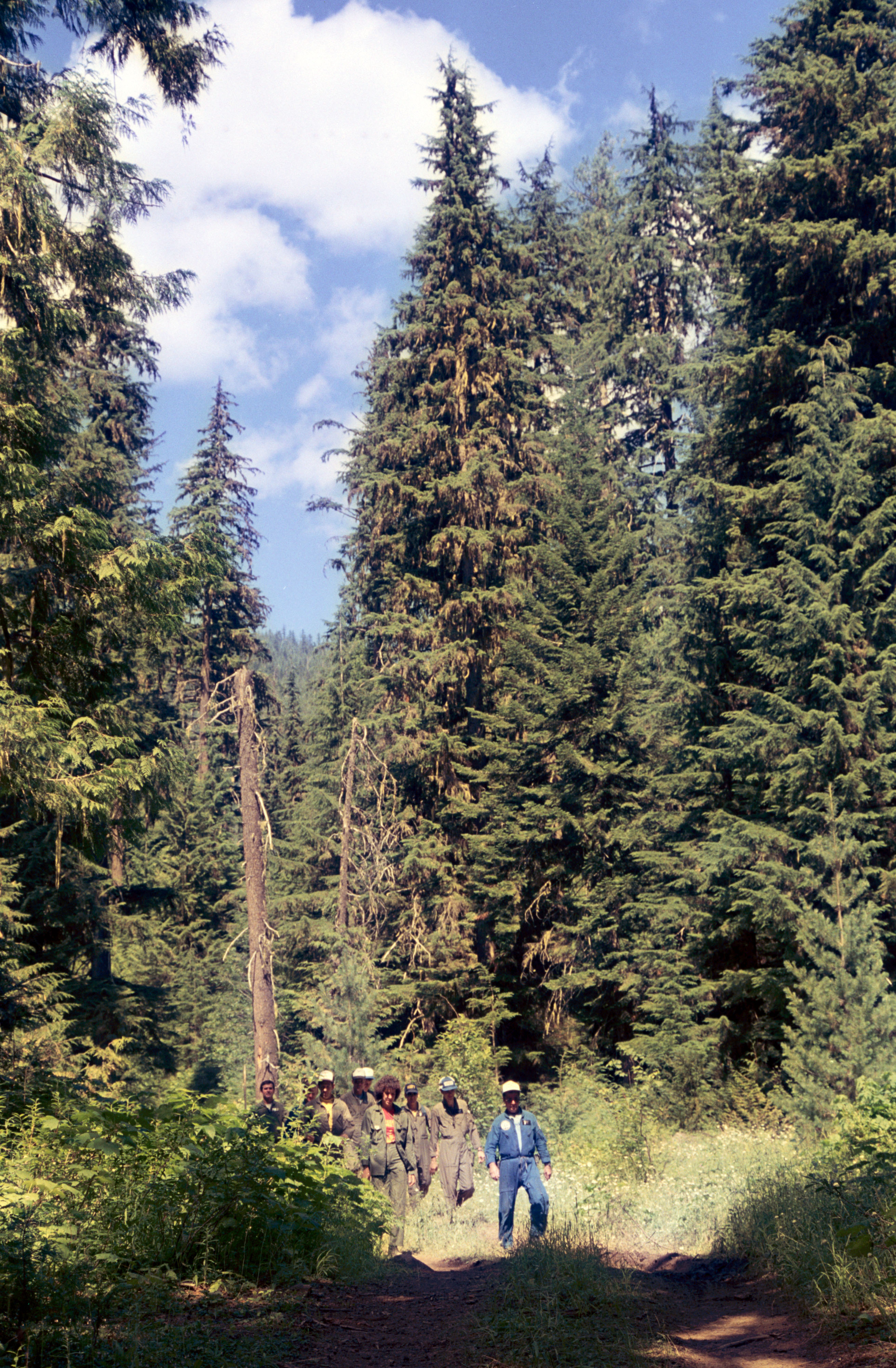 Group 10 astronaut candidates during survival training in Washington State