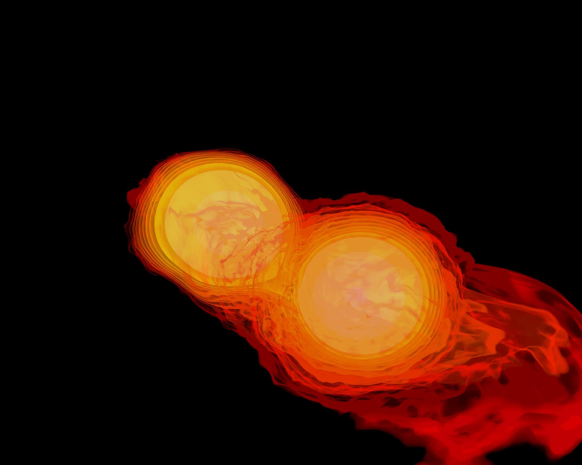 This supercomputer simulation shows one of the most violent events in the universe: a pair of neutron stars colliding, merging and forming a black hole.