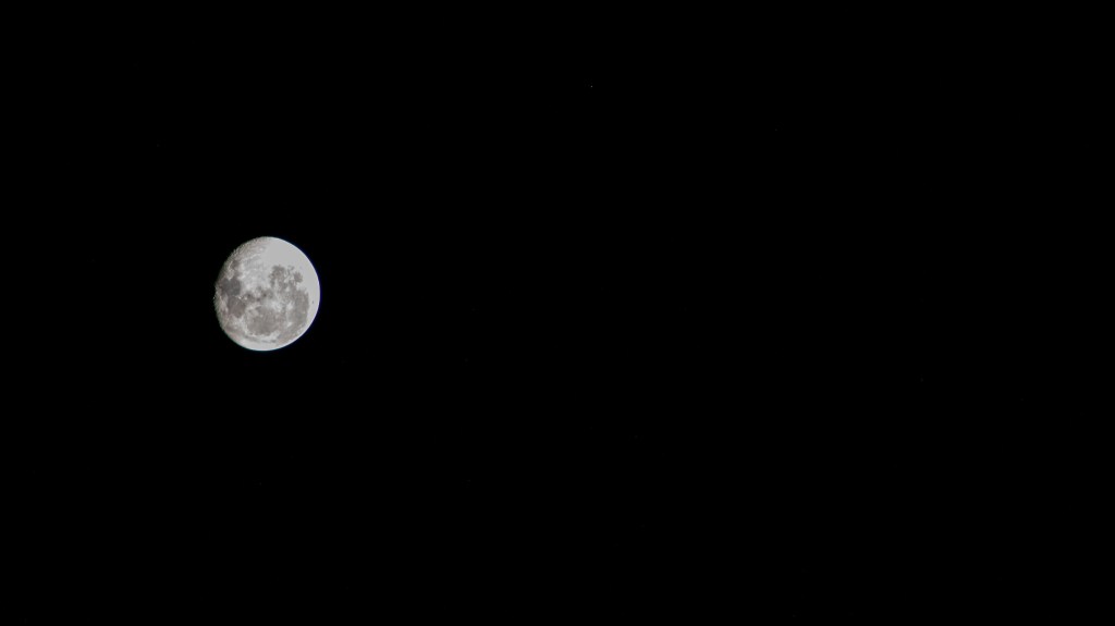 iss071e045749 (April 26, 2024) -- An illuminated waning gibbous moon contrasts the deep black of space as the International Space Station soared 270 miles over the Southern Ocean.