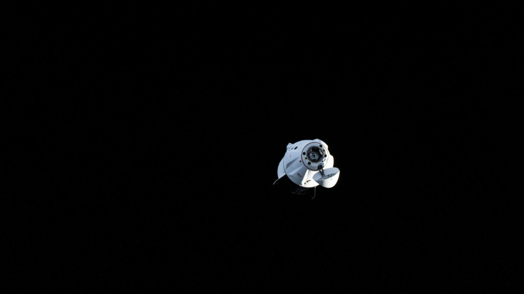 The SpaceX Dragon Endeavour spacecraft, carrying NASA astronauts Matthew Dominick, Michael Barratt, and Jeanette Epps, as well as Roscosmos cosmonaut Alexander Grebenkin, is pictured after undocking from the Harmony module's forward port on the International Space Station. Shortly afterward, Endeavour relocated to the Harmony's space-facing port opening up the forward port for Boeing's Crew Flight Test and its Starliner spacecraft carrying NASA astronauts Butch Wilmore and Suni Williams.