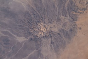 Mud Volcano in Pakistan's western district of Chagai is pictured from the International Space Station as it orbited 258 miles above central Asia.