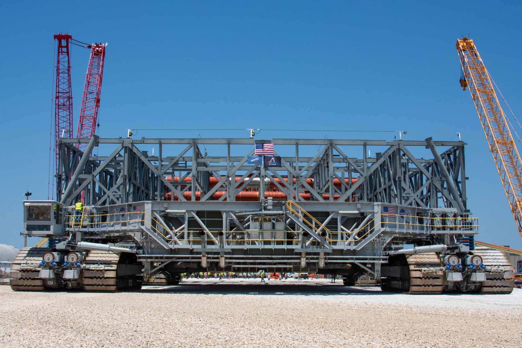 Image shows base structure of mobile launcher 2 at Kennedy Space Center in Florida.