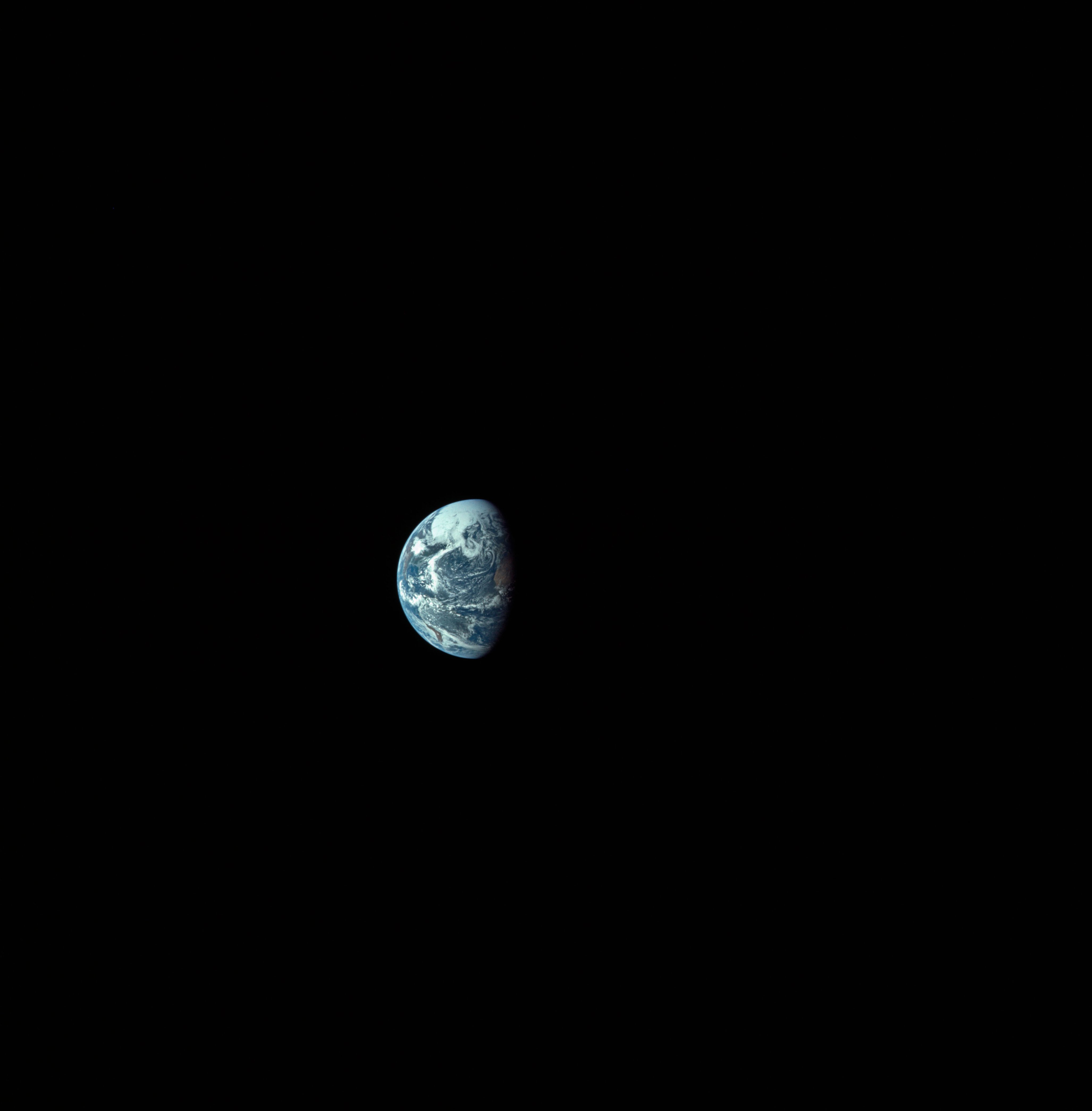 A much smaller Earth taken late during the translunar coast