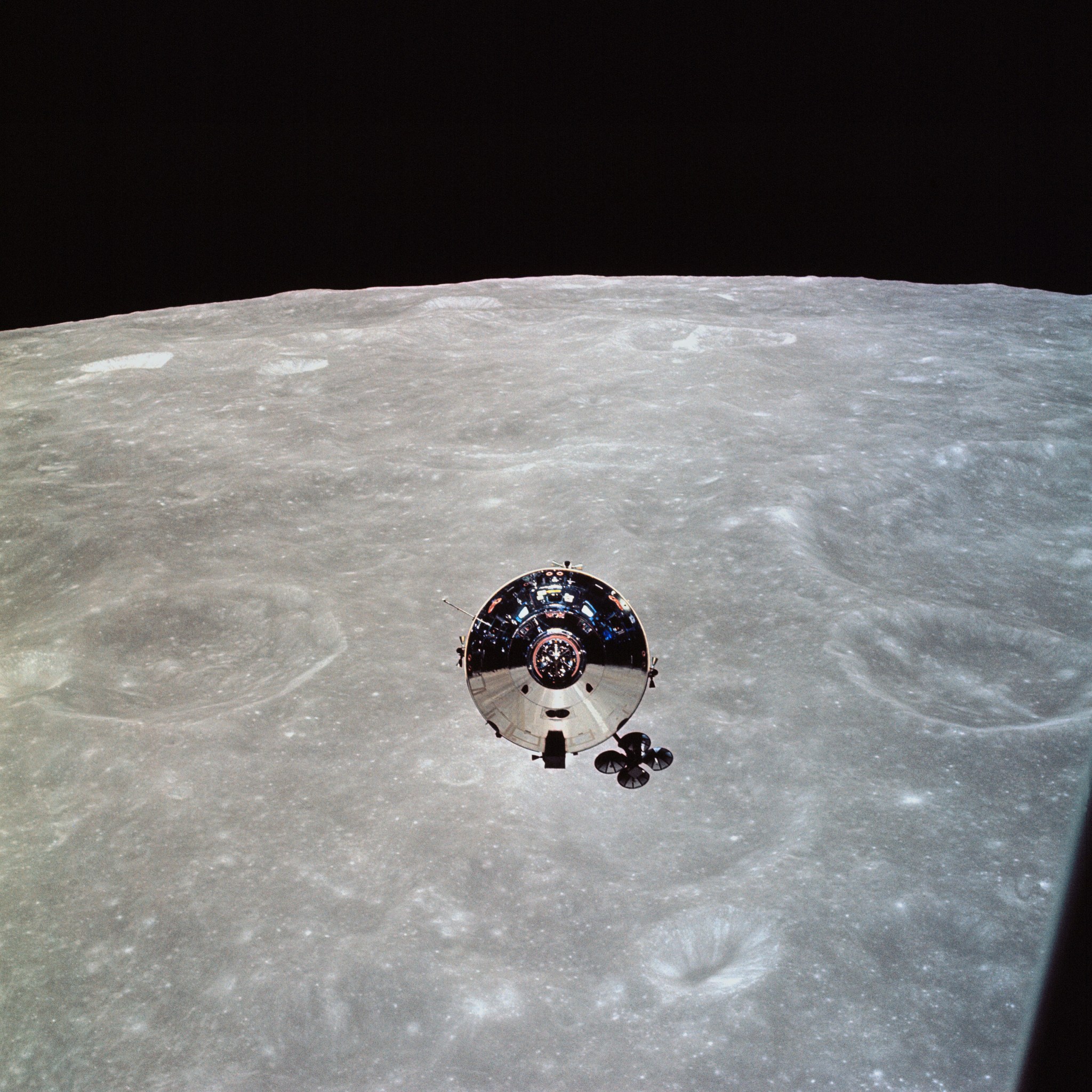 Command and Service Module Charlie Brown as seen from Snoopy during the rendezvous and docking maneuver