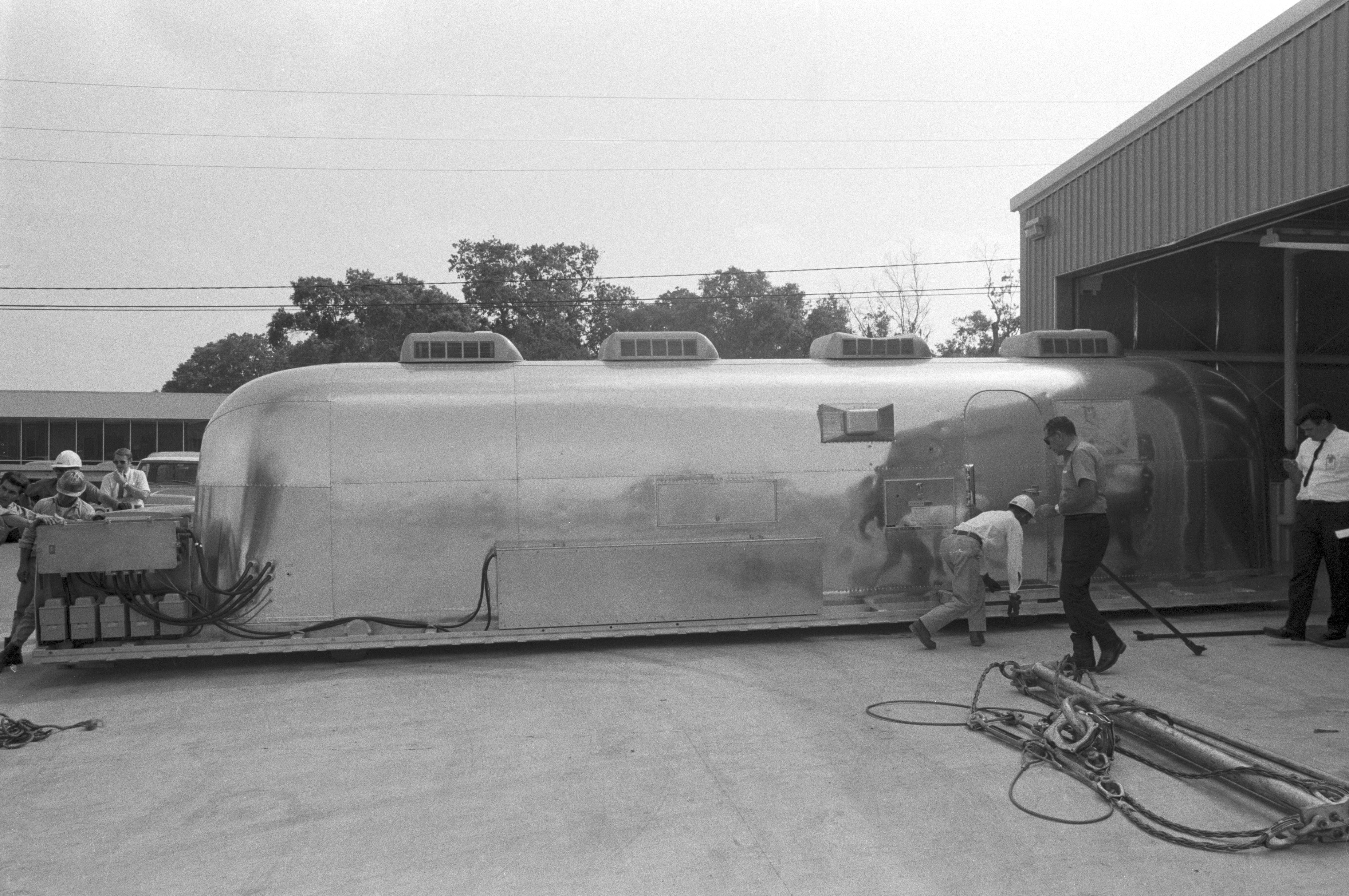 The Mobile Quarantine Facility planned for Apollo 11 arrives at the Manned Spacecraft Center (MSC), now NASA’s Johnson Space Center in Houston