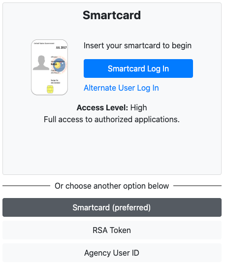 Screenshot showing the guest sign-in page at default with Smartcard selected.