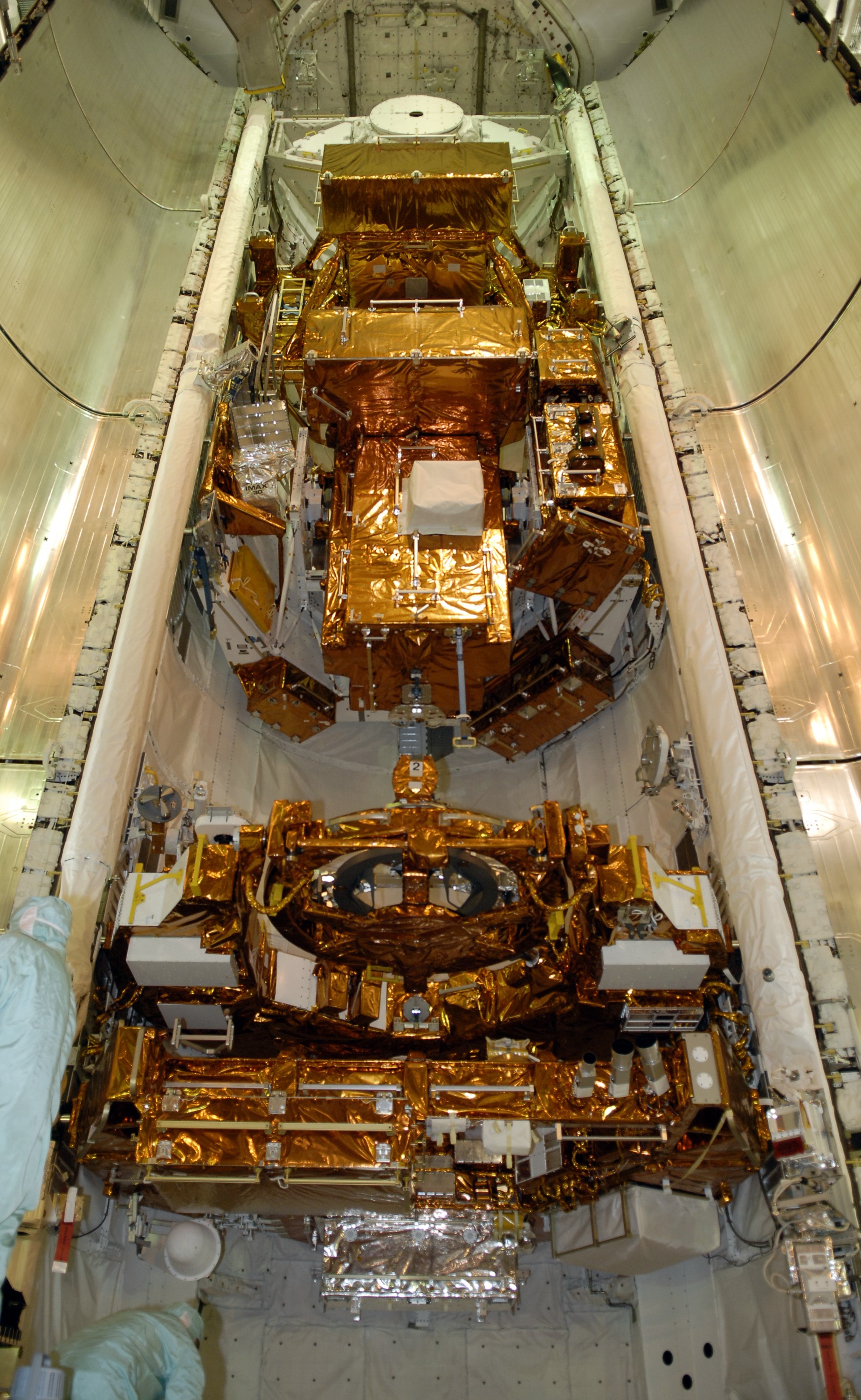 The Hubble Servicing Mission payloads installed in Atlantis’ payload bay
