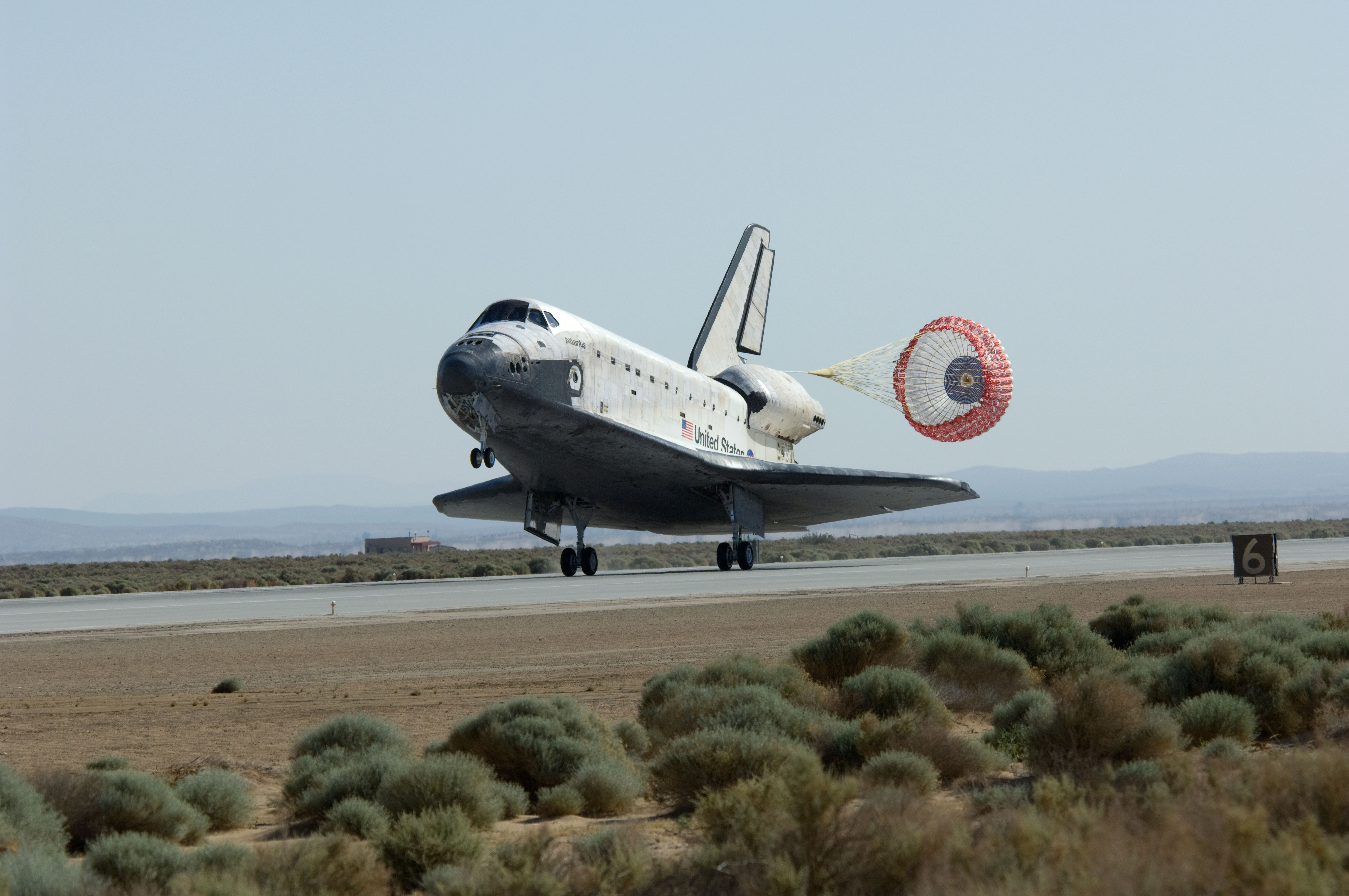 Atlantis lands at Edwards Air Force Base in California