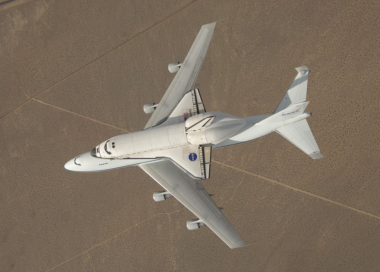 Atlantis atop its Shuttle Carrier Aircraft during its return to NASA’s Kennedy Space Center in Florida