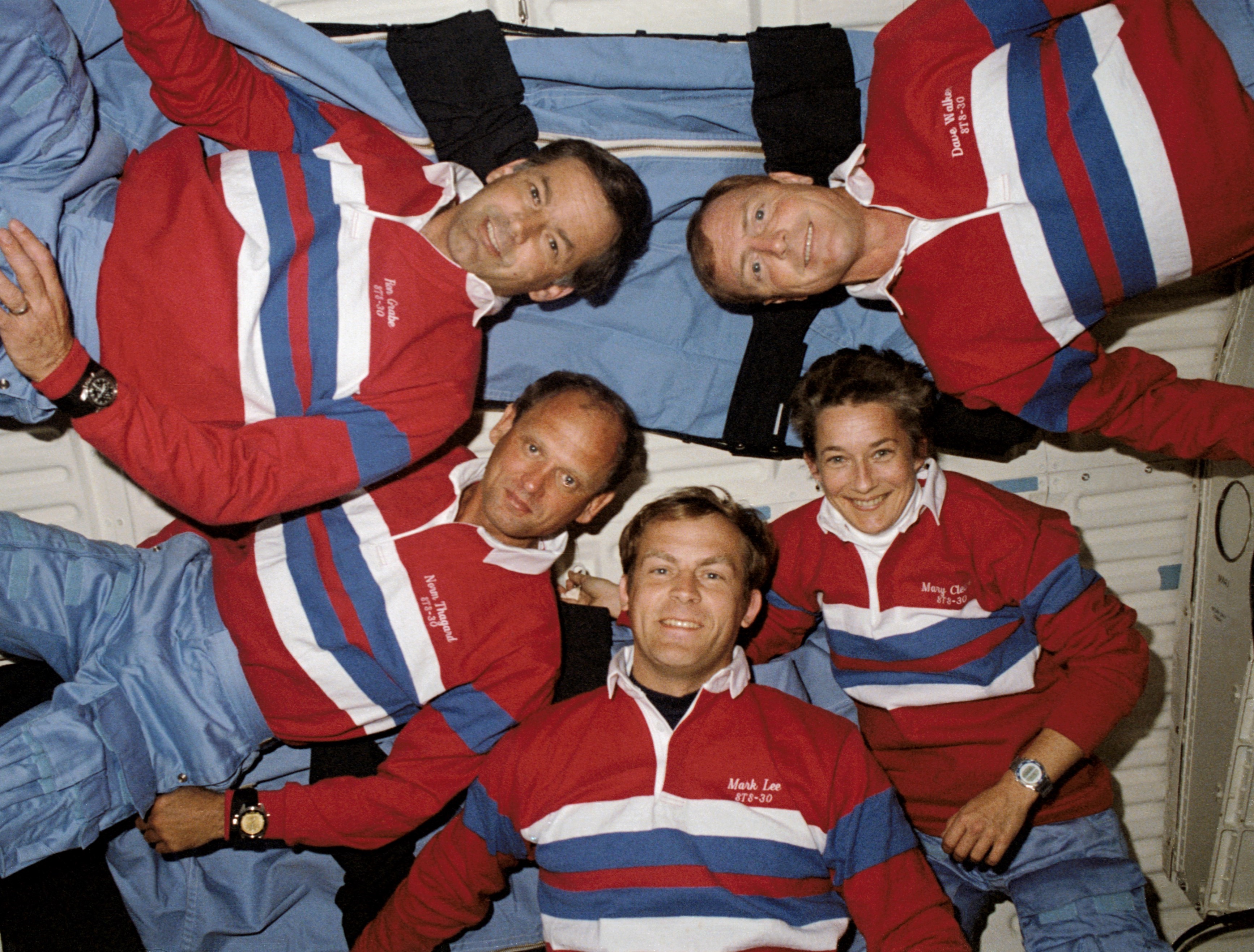 Inflight photograph of the STS-30 crew