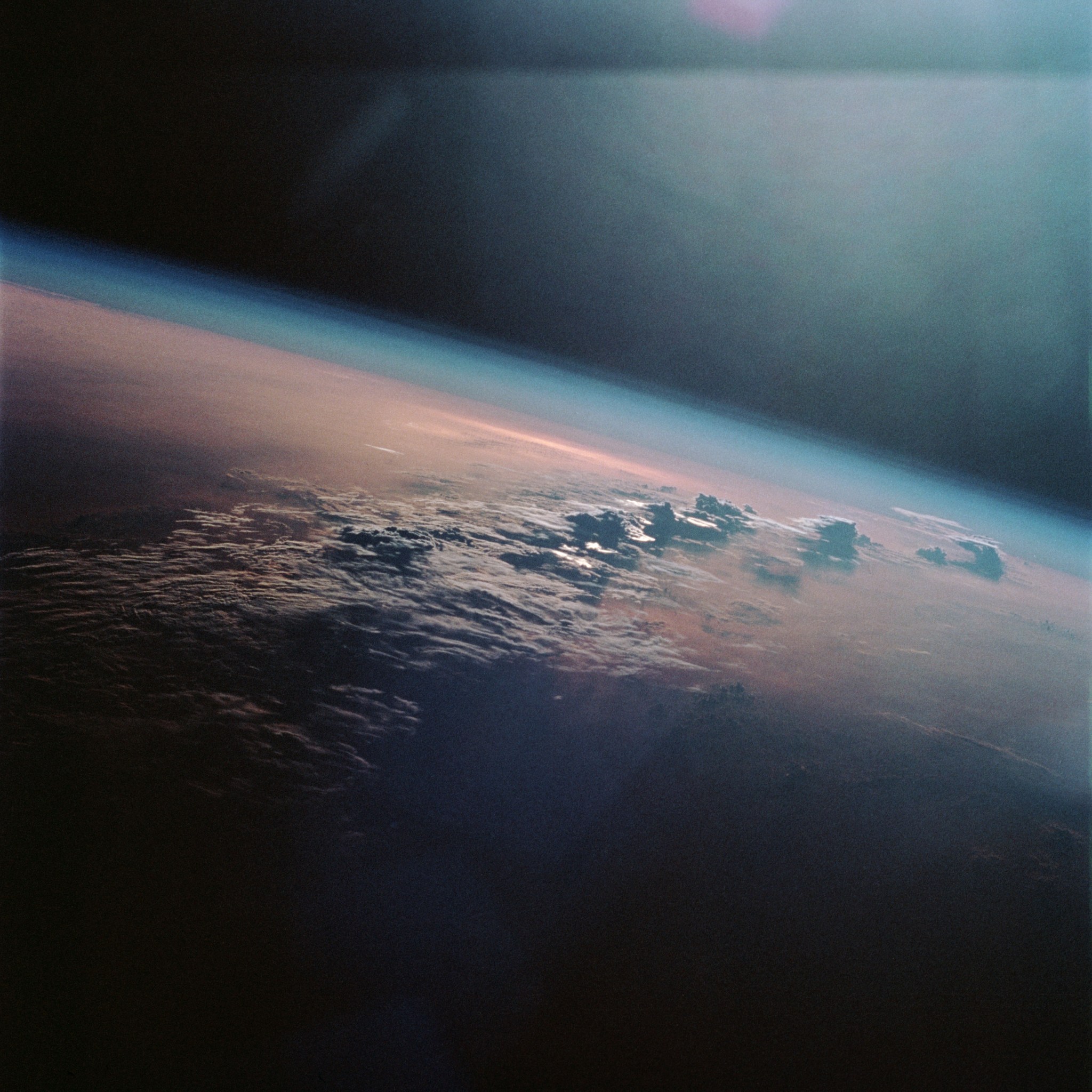 Sunlit clouds over the Indian Ocean.