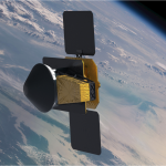 Satellite in space with earth in the background