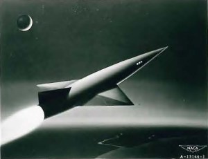 Artistic drawing of missile flight.