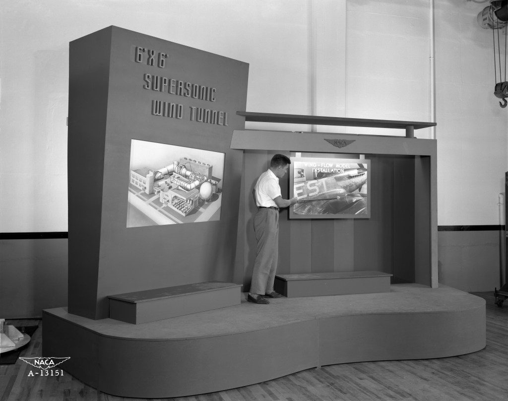 Man with exhibit.