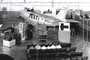 Aircraft in hangar.