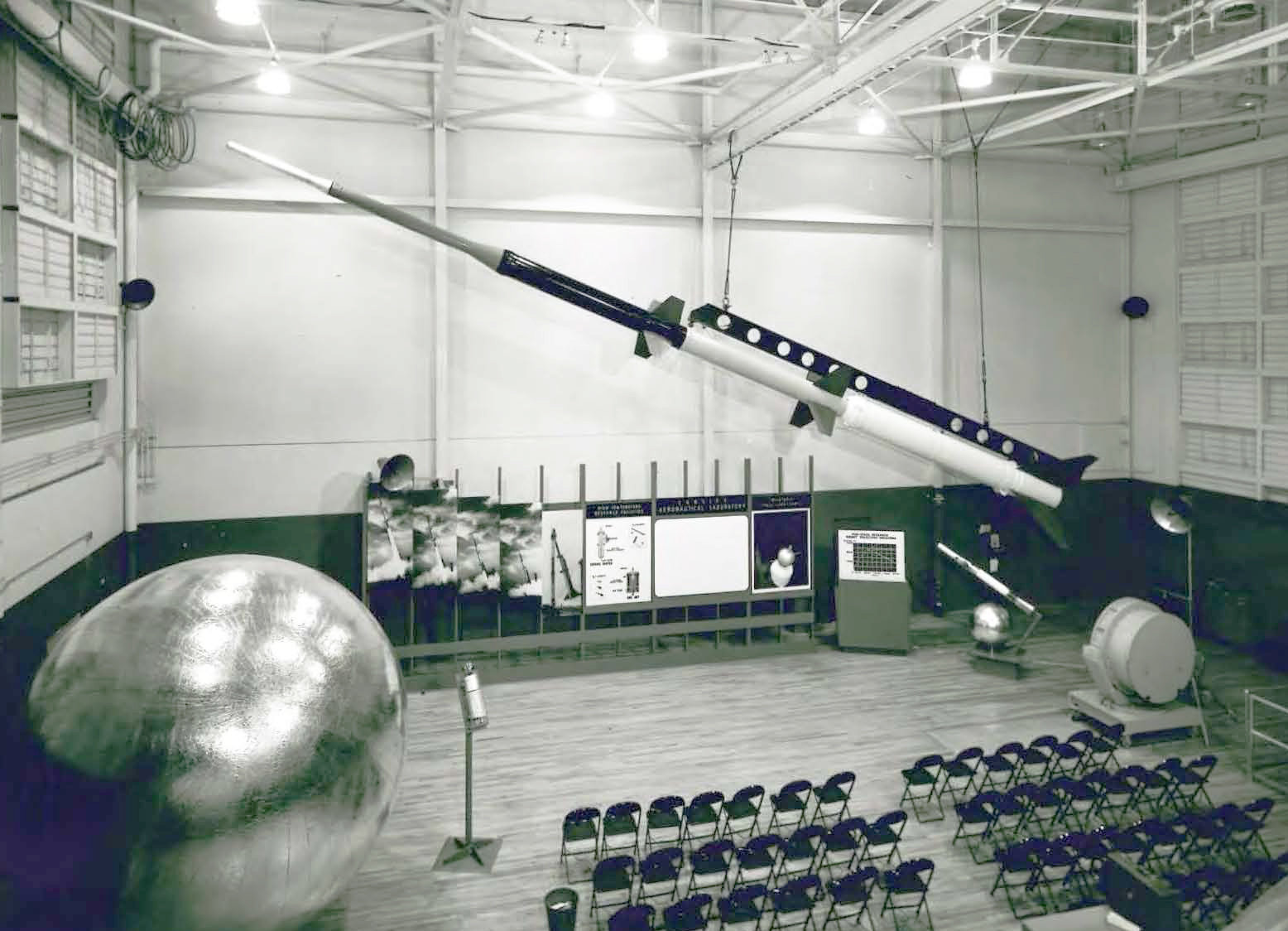 Missile and satellite display.