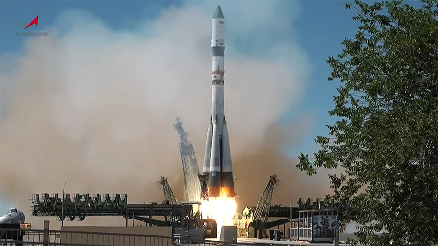 The Roscosmos Progress 88 spacecraft carrying about three tons of cargo lifts off from the Baikonur Cosmodrome in Kazakhstan on May 30. Credit: NASA TV