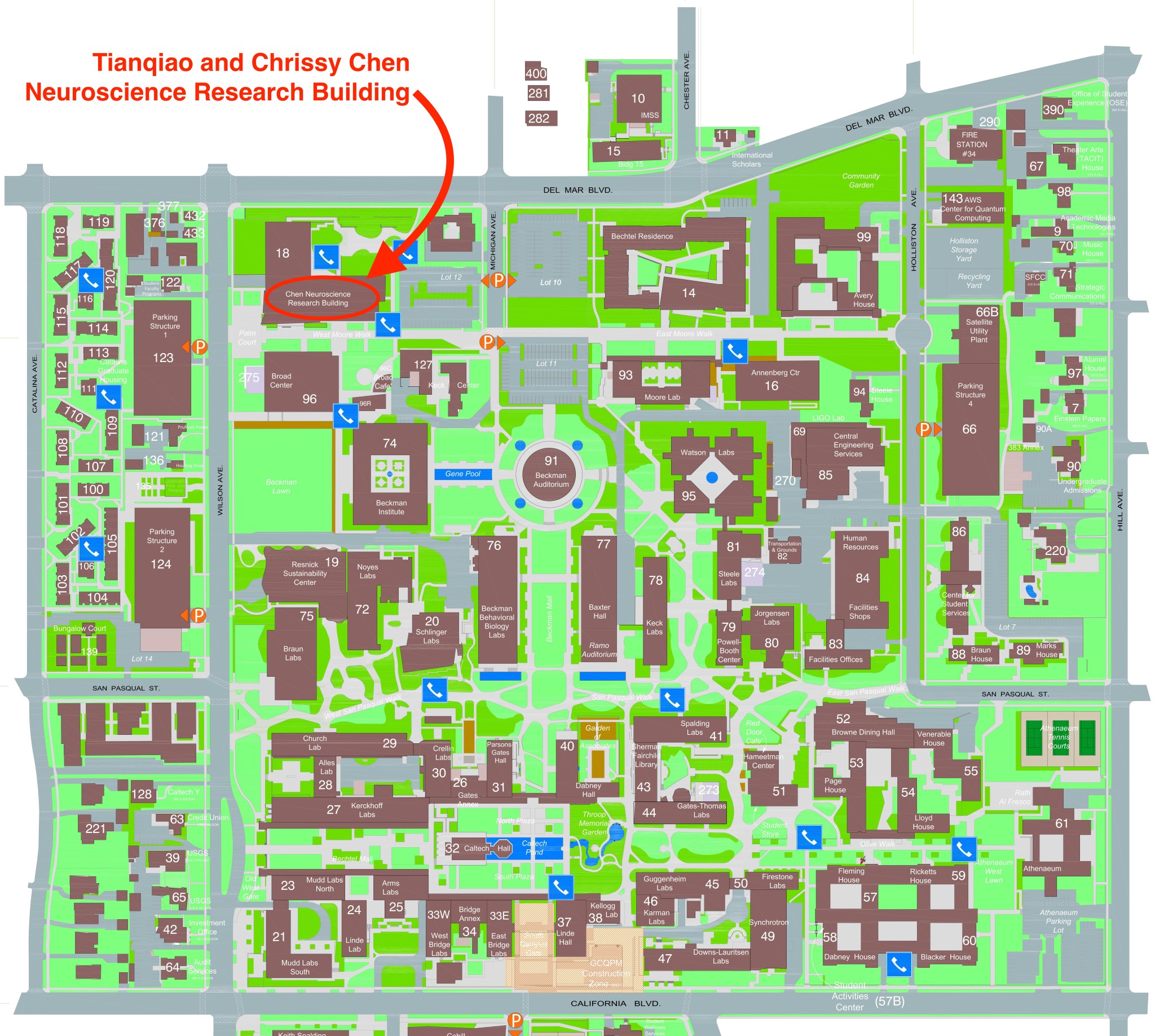 Map of Tianqiao and Chrissy Chen Neuroscience Research Building, Room 130.