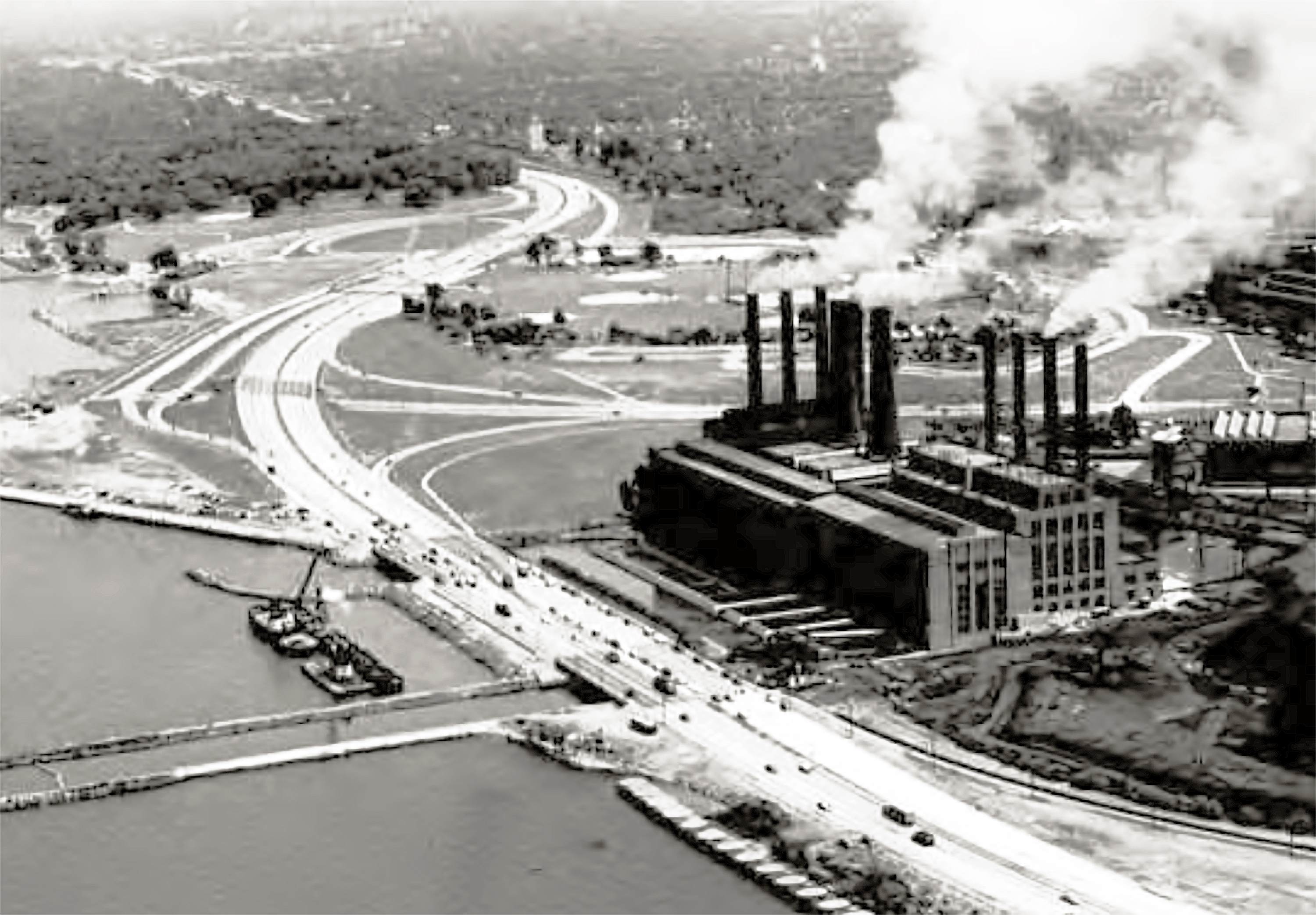 Aerial view of electrical plant.