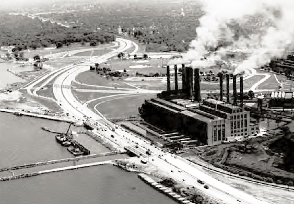 Aerial view of electrical plant.