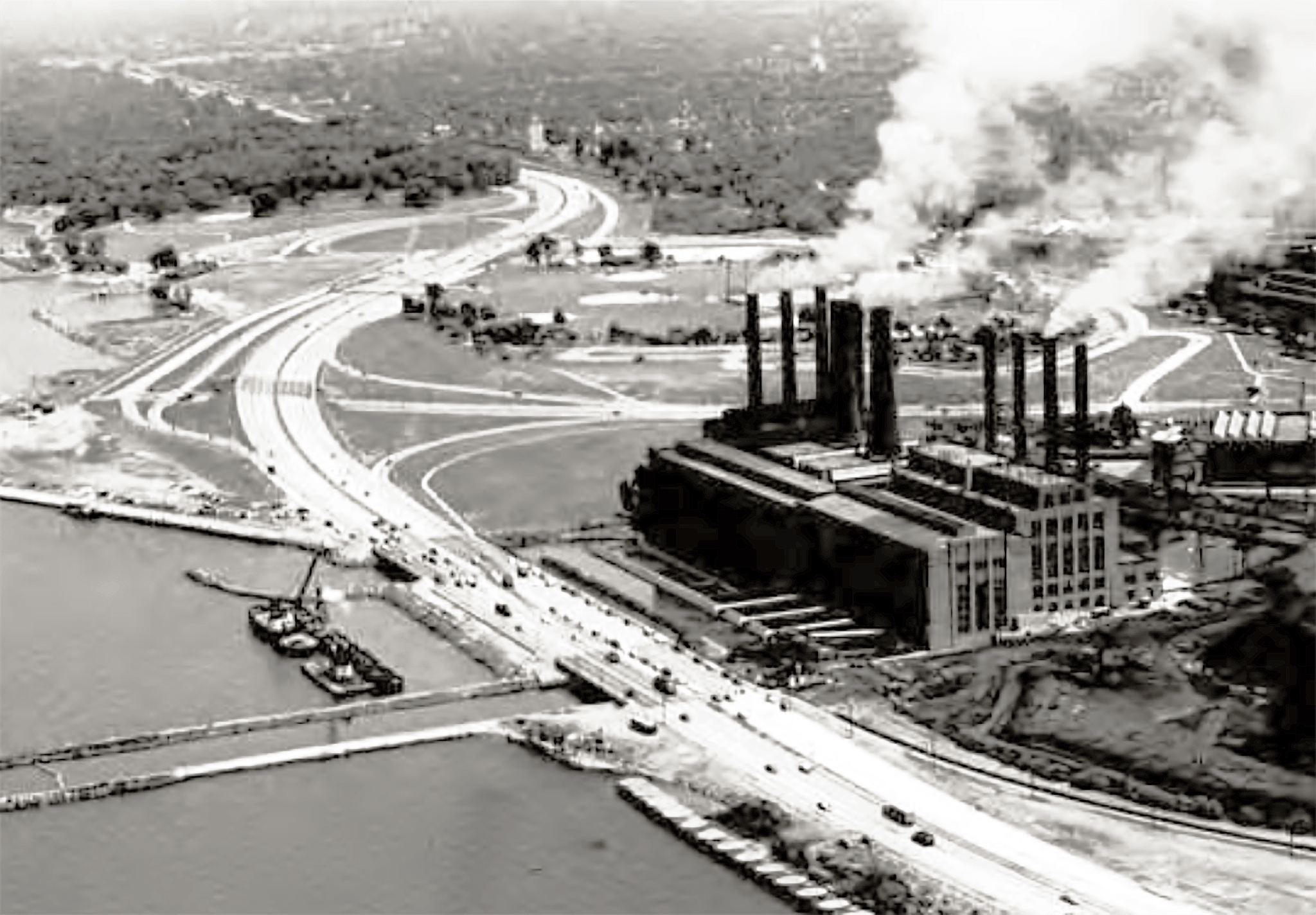 Aerial view of electrical plant.