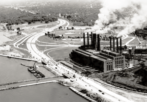 Aerial view of electrical plant.