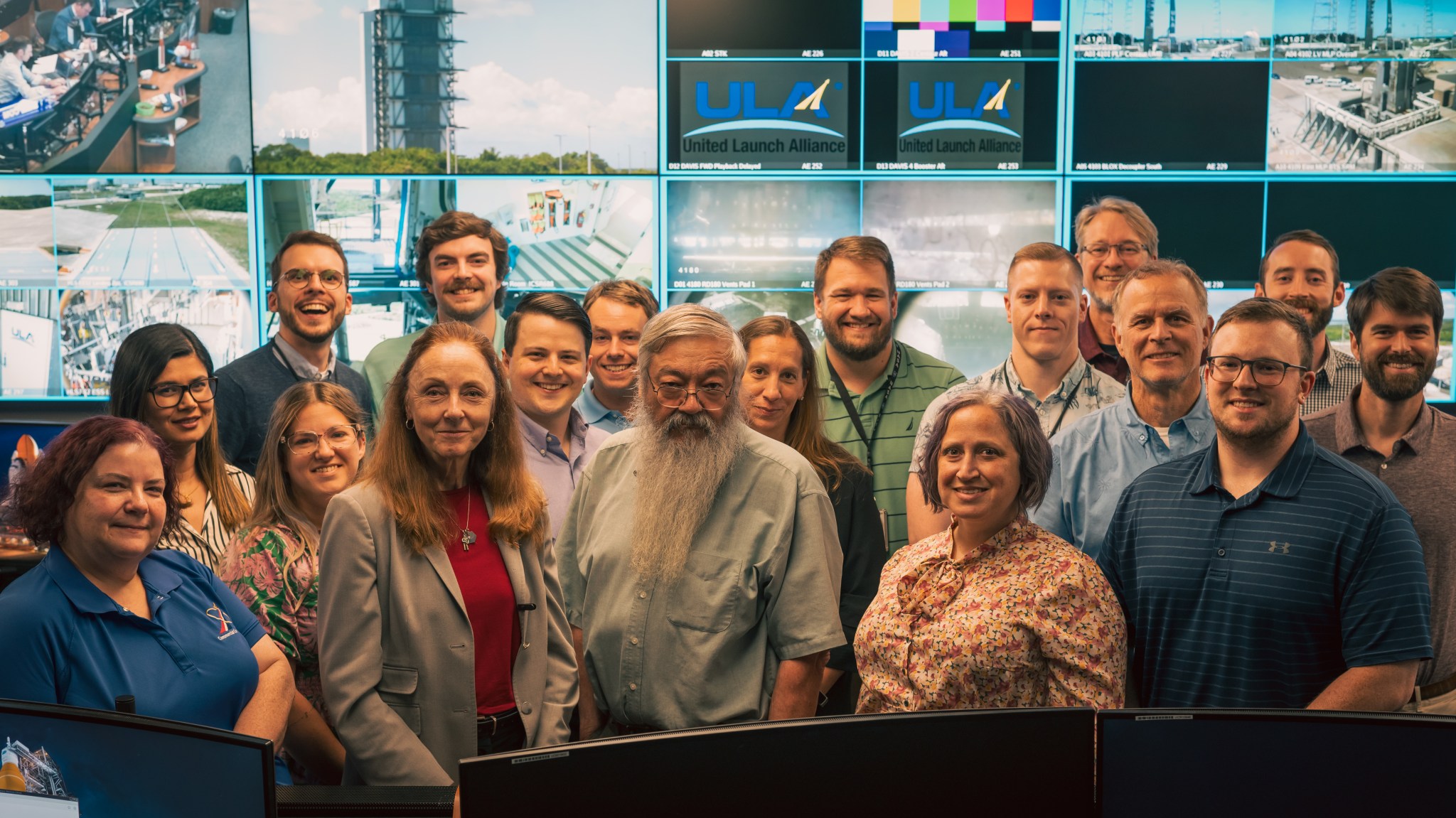 Marshall’s CCP team members take time for a group photo from the HOSC following the Starliner launch. From left, Miranda Holton, Sangita Adhikari, Nathaniel Stepp, Lindsey Blair, Deborah Crane, Allen Henning, Spencer Mitchell, Alex Aueron, Preston Beatty, Megan Hines, Peter Jones, Melissa Neel, Brendan Graham, David Gwaltney, Peter Wreschinsky, Aaron Flinchum, Jonathan Carman, and Jimmy Moore.
