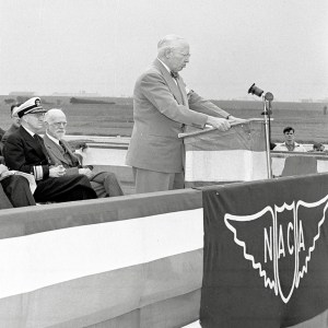 Man out outdoor podium.