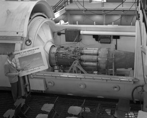 Engine in test chamber