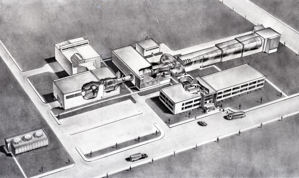 Cutaway drawing of wind tunnel.