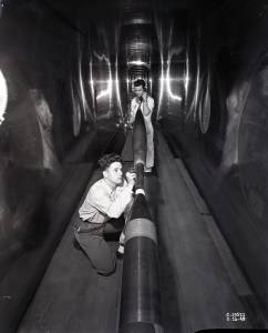 Two men in test section.