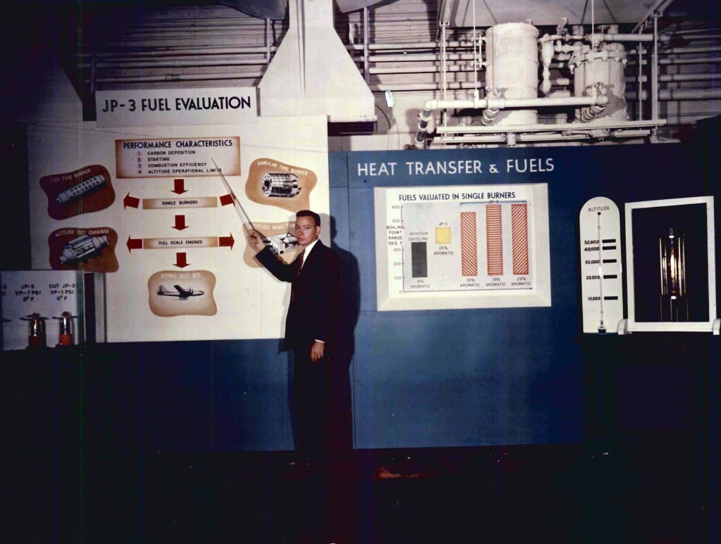 Man with exhibit.