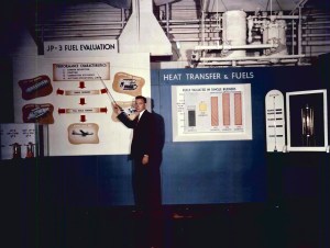 Man with exhibit.