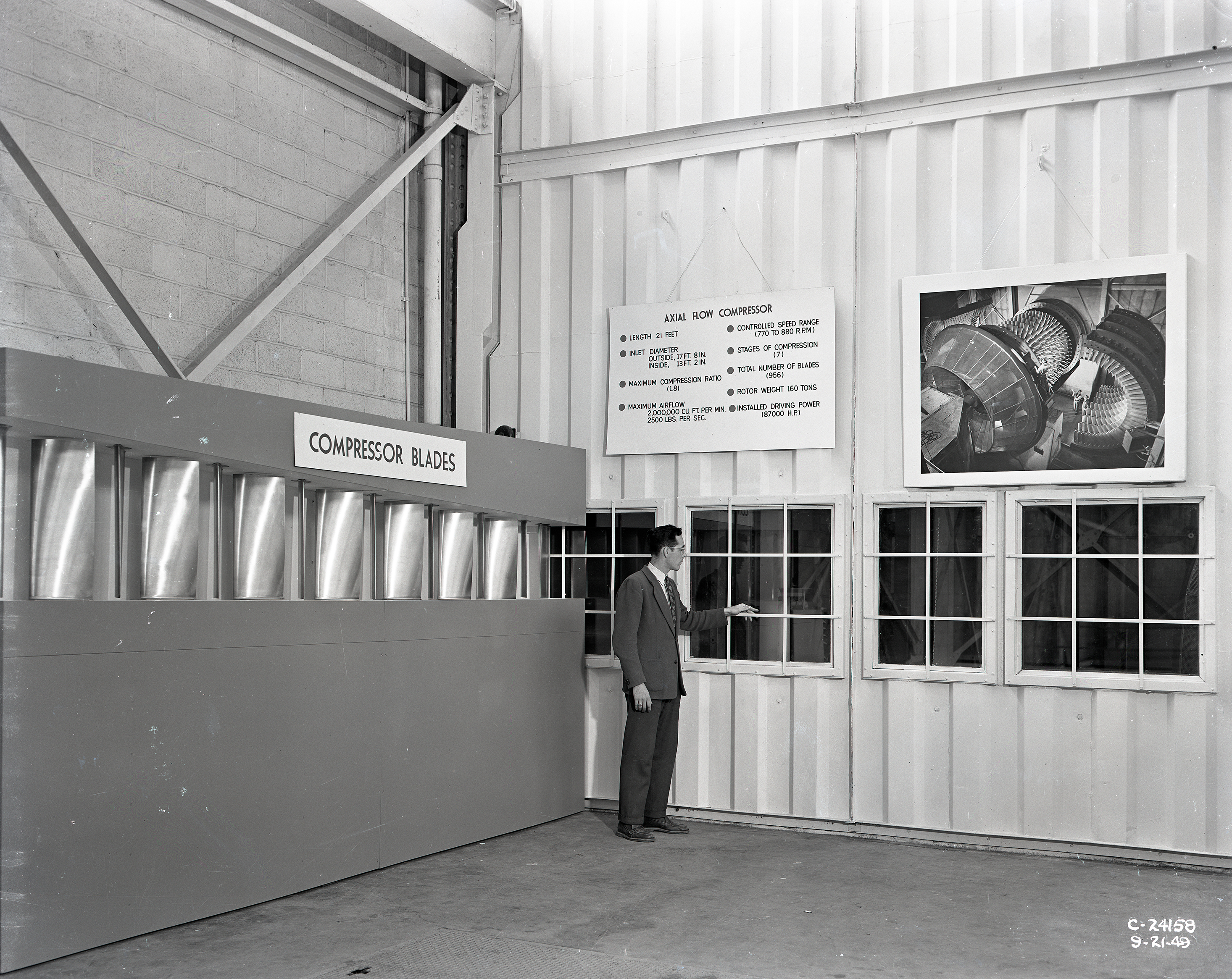 Man with display.
