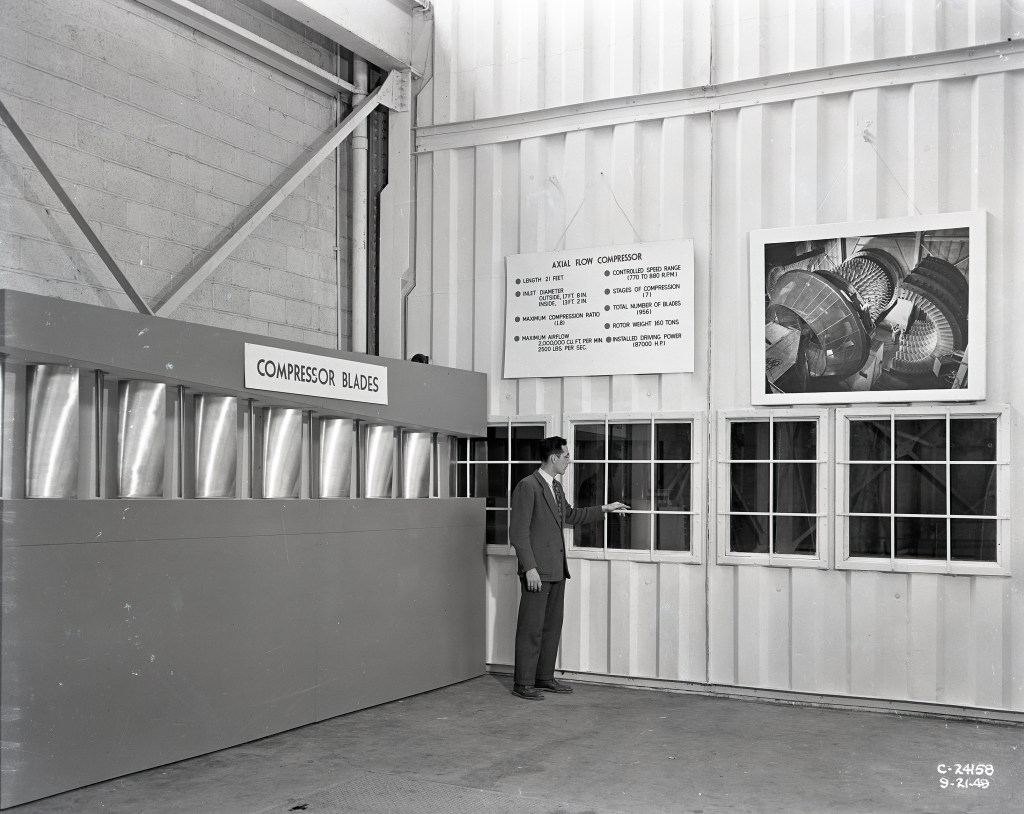 Man with display.