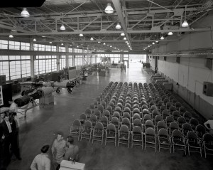 Empty chairs in shop area.