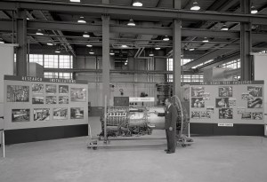 Man with exhibit.