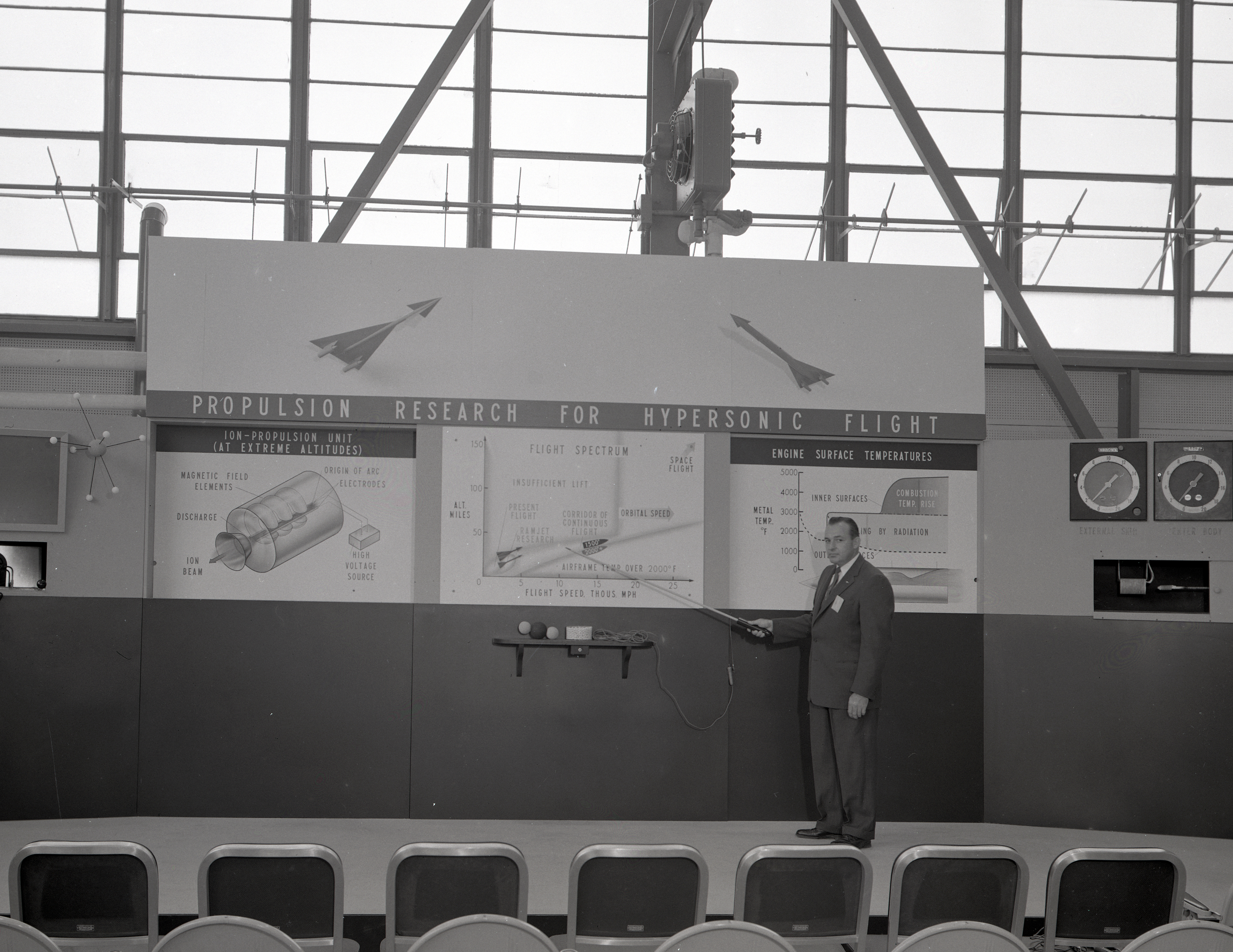 Man with exhibit.